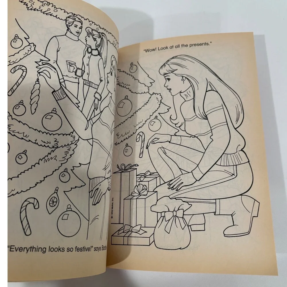 Vintage 1998 Barbie Happy Holiday Surprise Coloring Book Golden Books Special Ed